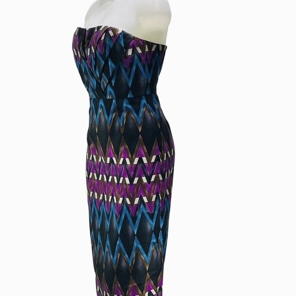TRACY REESE Dress Womens Size 2 Strapless Print Sheath - Picture 4 of 9